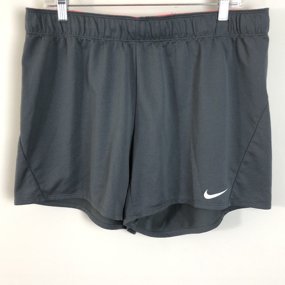 Nike Athletic Gym Running Shorts Womens XL Gray Pink Outdoor Swoosh